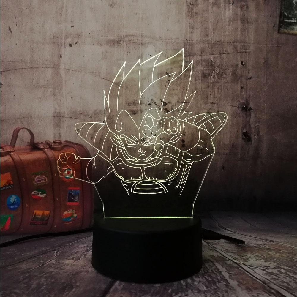 Lámpara LED 3D Dragon Ball Príncipe Vegeta Combate